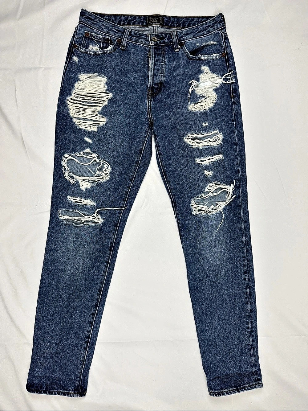 Abercrombie Fitch Ames Jeans 28 Low Rise Slim Boyfriend Distressed Y2K Denim